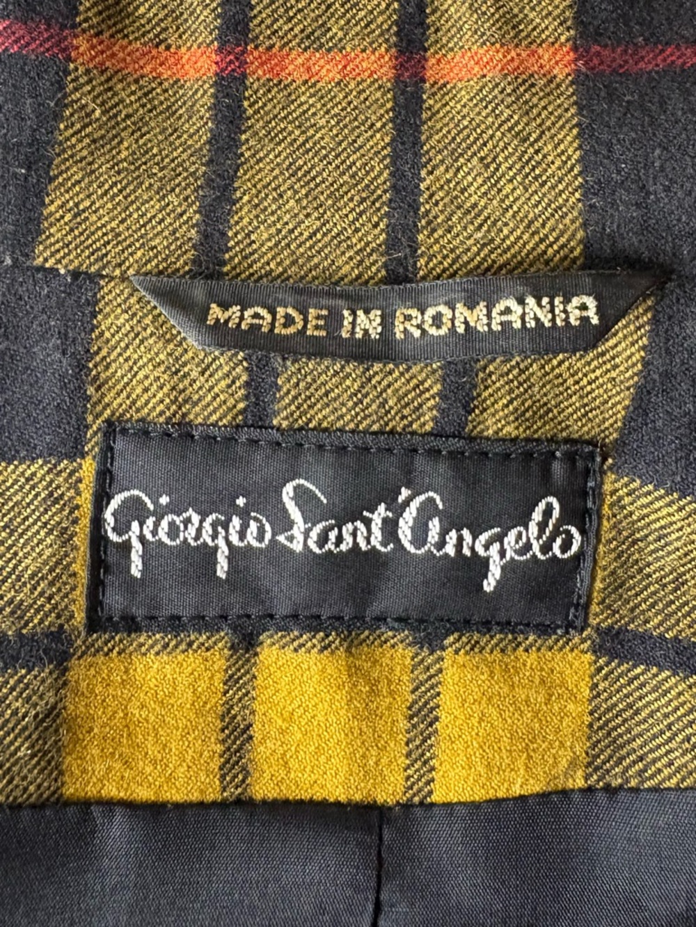 Wool Yellow Plaid Tailored Blazer Jacket - Classic Notch Lapel - Picture 4 of 6